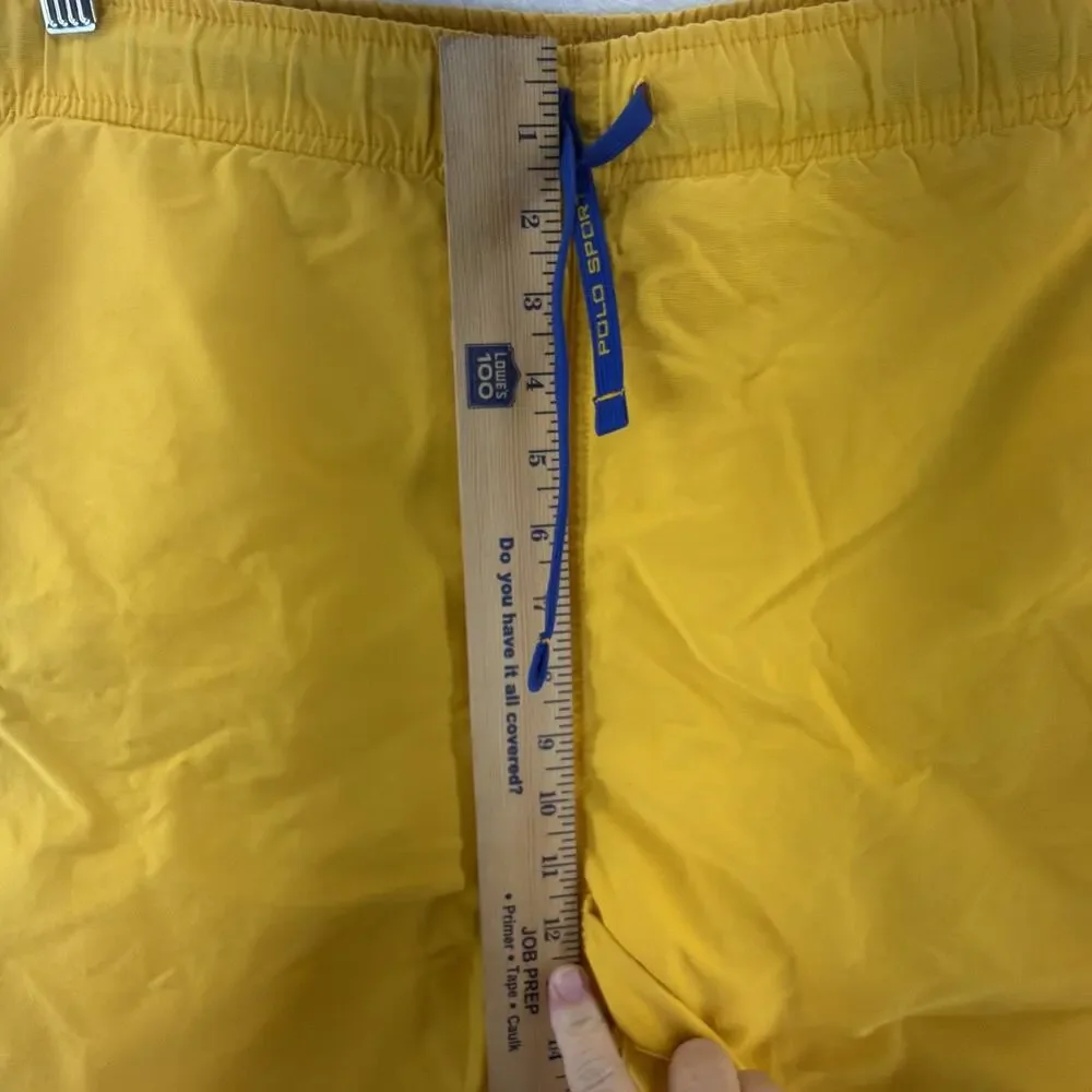 VTG Polo Sport Swim Trunks Med Yellow Ralph Lauren P Wing Lined Cargo Shorts 90s